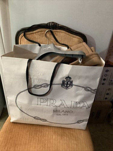 Prada Wool Cape Beige Peacoat Hooded Women Size 42 / M-L+ Hanger & Shopping Bag - Picture 18 of 23