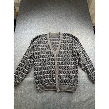 David Taylor Cardigan Mens XLT Gray Geometric Knit V-Neck Button Up Long Sleeve