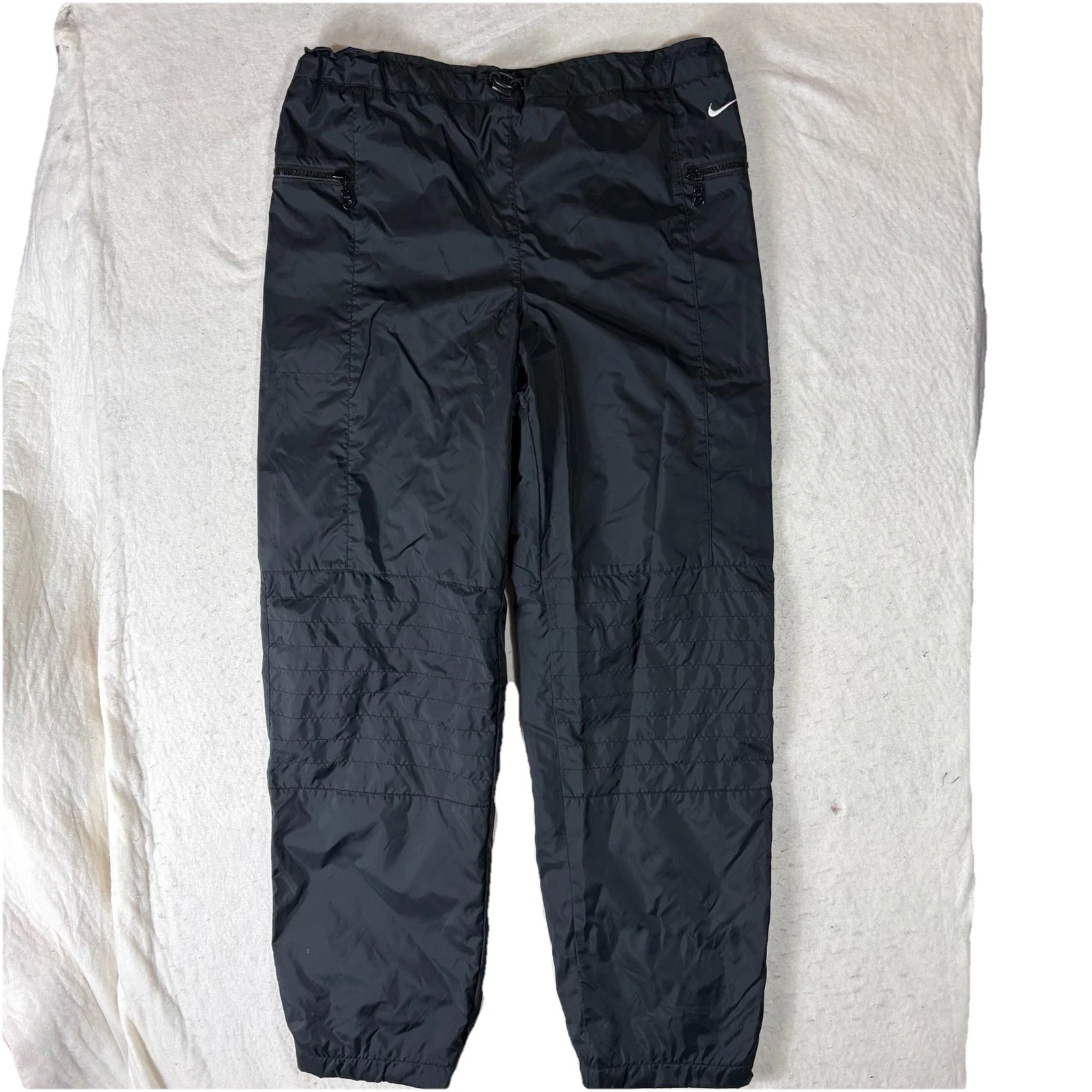 Nike Women’s Vintage Black Nylon Track Pants Windbreaker Mesh Lined Small S 4-6