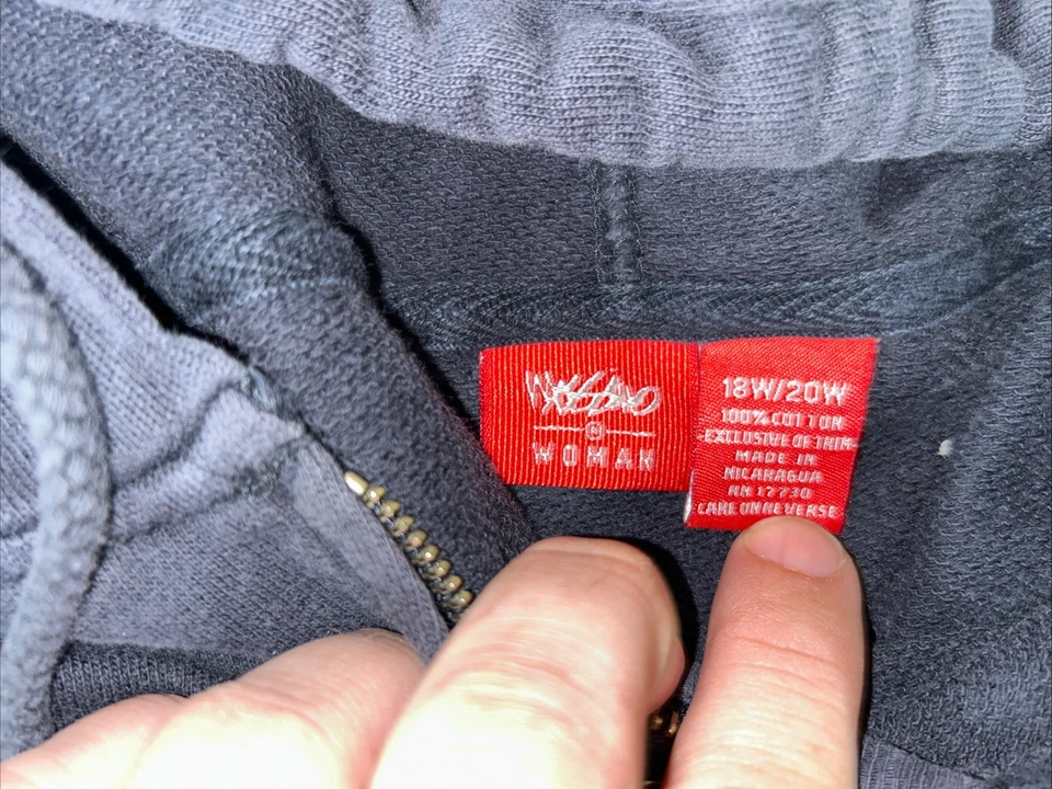 Sudadera con Capucha Mossimo Vintage Azul Cremallera Completa Para Mujer 18W/20W Foto 3 de 4