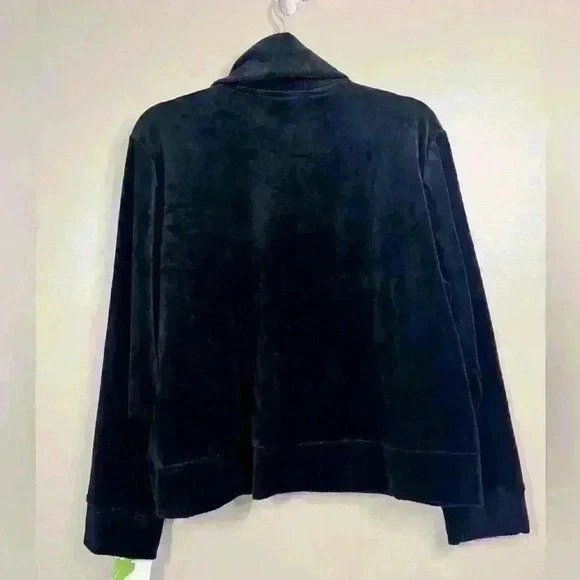 Vintage NWT Cappagallo Women XL Soft Black Velour Crew Sweatshirt Y2K Athleisure - Imagem 3 de 4
