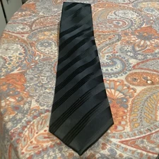 Scott Allan Men's Soliid Black Striped Necktie Silk