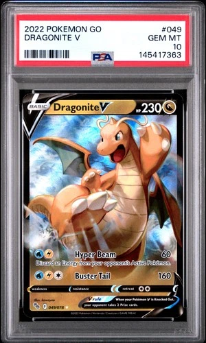 2022 POKEMON GO #049 DRAGONITE V PSA 10