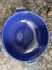 Vintage Fiesta Cobalt Blue Covered Casserole Dish Scroll Handles