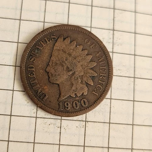 1900 Indian Head One Cent Penny- Fine Details