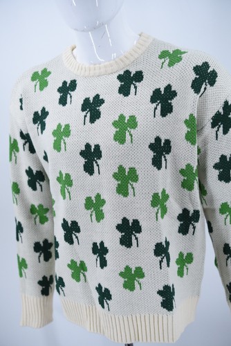 Irish Shamrock AOP St Patrick's Day Acryl Strick Unisex Pullover Größe Medium - Bild 15 von 16