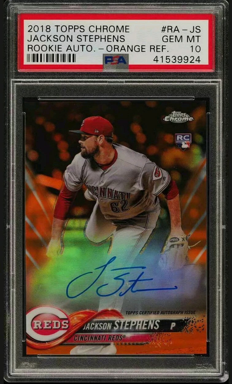 2018 Topps Chrome Rookie Autographs Orange #RAJS Jackson Stephens PSA 10 POP 1