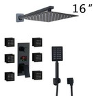 16" Thin Bathroom Shower Faucet Set Spray 6 Massage Jets Wall Mounted Mixer Taps