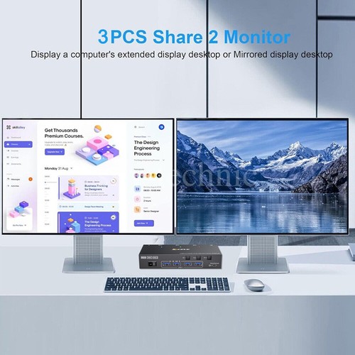 USB 3.0 HDMI KVM Switch with EDID Emulator 4K 3 Computers Dual Monitor Switcher - Bild 7 von 22