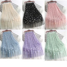 Femme Marguerite Floral Jupe Tulle Taille Haute Couches Trapèze Grand Swing Tutu