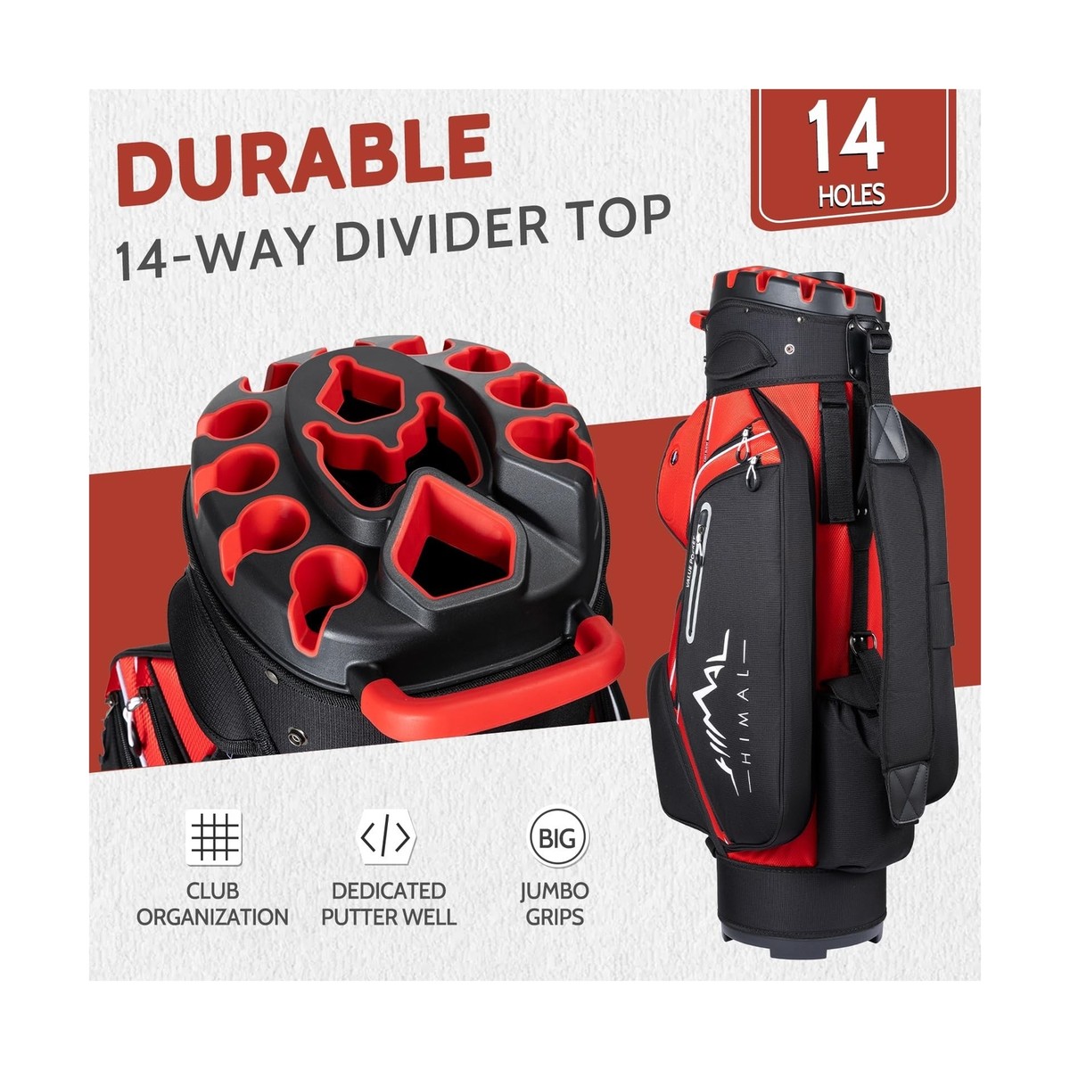 14-Way Golf Cart Bag Pro with Full Length Divider Top, Golf