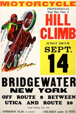 VINTAGE motorcycle Hill climb poster print 13''x19'' Free domestic shipping2605