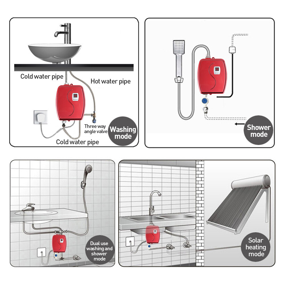 3800W Electric Tankless Instant Hot Water Heater Under Sink Tap