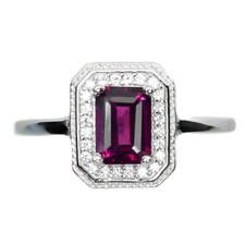 Valentine 925 Silver Ring Octagon Rhodolite Garnet 7x5mm Gemstone Jewelry 7