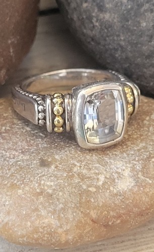 Lagos White Topaz 18kt Gold .925 Ring Size 7.5 - Picture 6 of 8