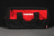 18" Heavy-Duty Tool Bag, 14 Pockets, Zippered, Durable, OPEN BOX, Black/Red