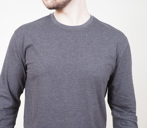 Mens Long Sleeve Cotton T-Shirt Regular Fit Crew Neck or Henley Top Lounge Work - Picture 18 of 72