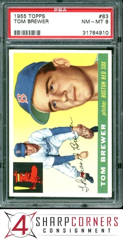 1955 TOPPS #83 TOM BREWER RC RED SOX PSA 8
