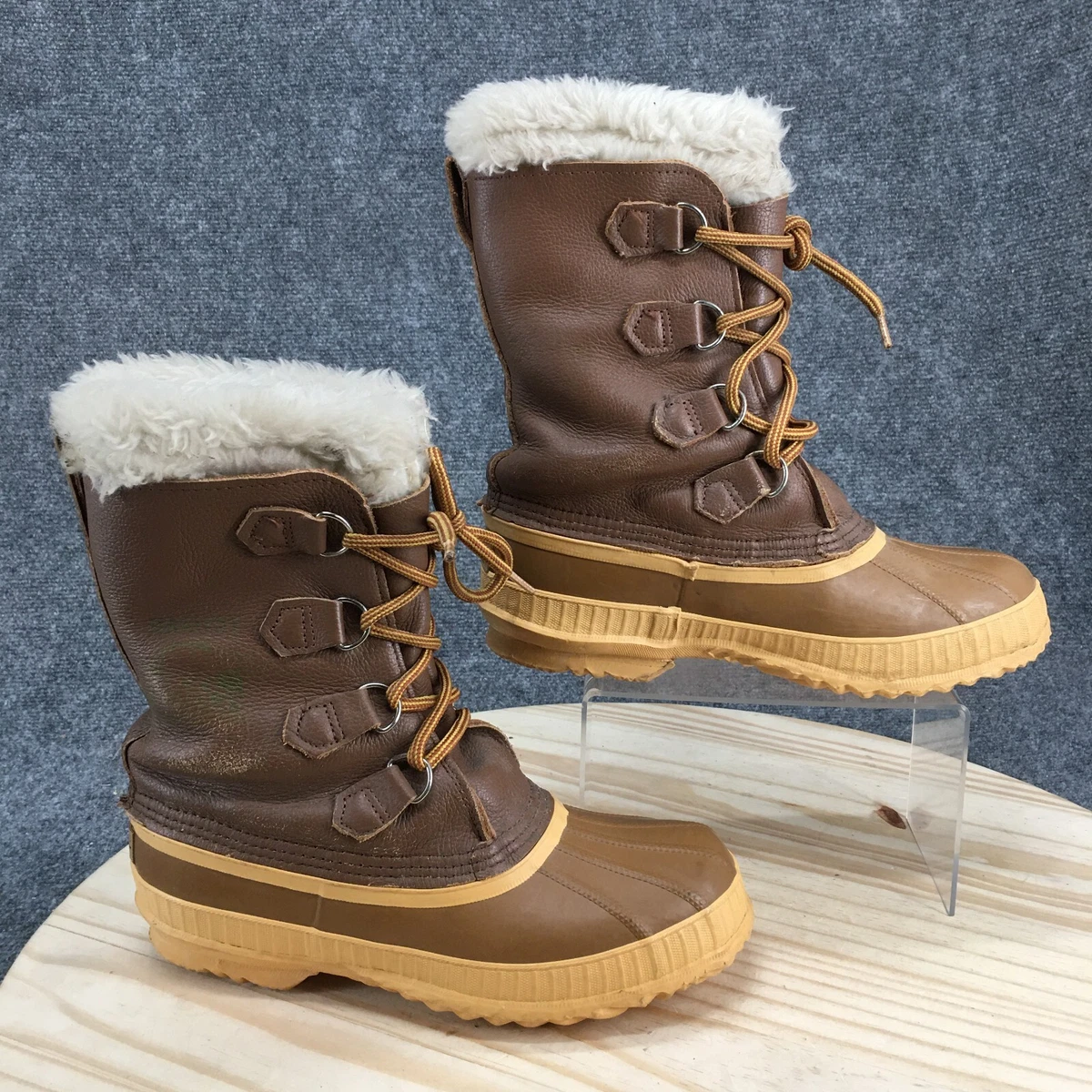 Sorel Manitou Kaufman Vintage Men 11 Brown Leather Rubber Duck Winter Snow Boots Kaufman Sorel Boot - Etsy Canada main image 2