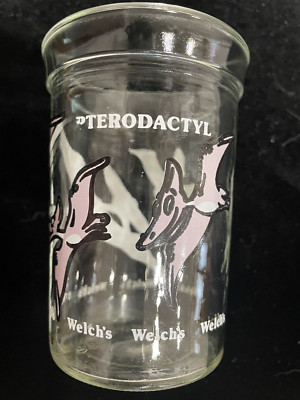 Glass Welch's Jelly Jar Glass 1980 PTERANODON  Flying DINOSAUR Collector Series 