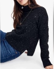 Women  s Madewell Donegal Belmont Mockneck Wool Sweater Pullover Charcoal Size S