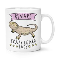 Beware VerrüCkte Eidechse Damen 284Ml Becher Tasse - Lustig Tier Haustier