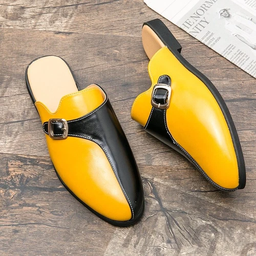 Men Casual Shoes Sandals Slip On Flat Half Loafers Luxury Male Slippers Slides - Bild 13 von 29