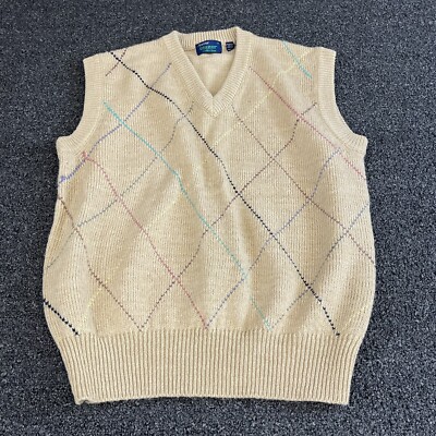 ARROW BLAZER Vintage Beige Argyle Acrylic Cardigan Sweater