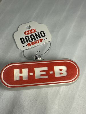 HEB ornament Store Logo Sign Christmas Glass Brand Shop Seasonal Collectible 3.5