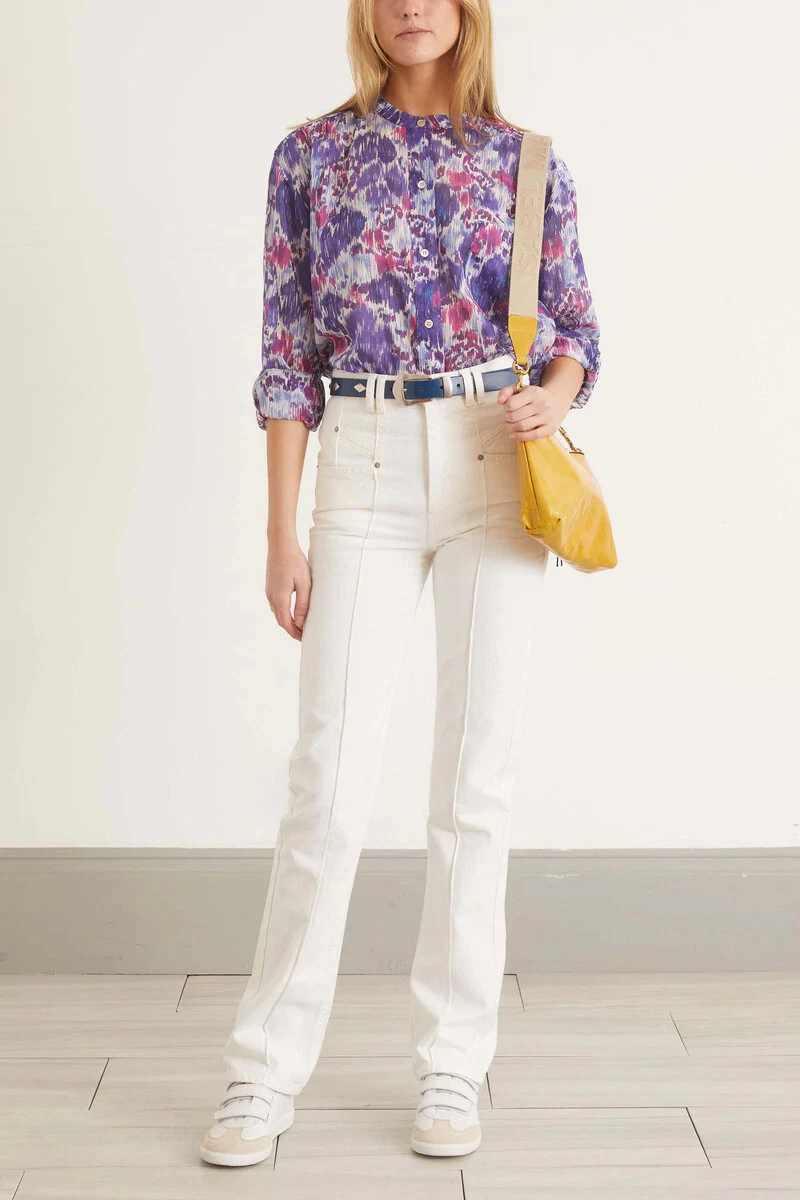 Isabel Marant Etoile Maxika Shirt Printed Button Long Sleeve Blouse Top XS 34 NW