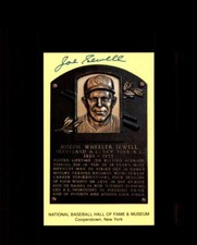 Joe Sewell Signed Gold Hall of Fame Plaque Postcard Cleveland Autograph