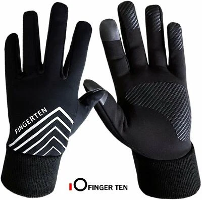 FINGER TEN Winter Handschuhe Damen Herren Fingerhandschuhe Touchscreen Rutschfest Fahrrad