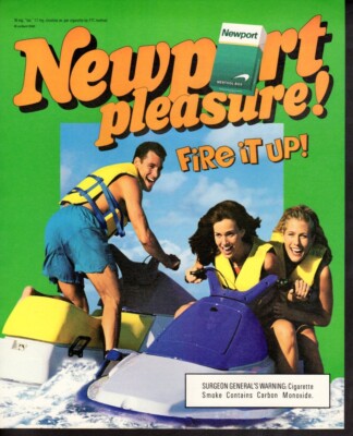 Vintage print ad advertisement Tobacco Cigarette Newport Jet Ski Water  pleasure