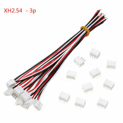 10set 3-Pin 150mm Mini Micro JST XH2.54mm Socket Connector Plug With Wire Cable