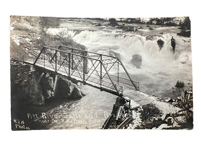 1928 RPPC: Fall River Mills CA Postmark - Pitt River Falls and Bridge Real Photo