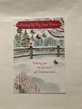Christmas Thinking Of My Sweet Friend Peace God 5"x7" Religious Greeting Card
