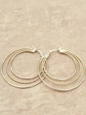 Gold Plated Round Twisted Rope Hoop Earrings