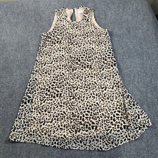 Calvin Klein Dress Womens 10 Cheetah Print Button Back Sleeveless Layered Sheer