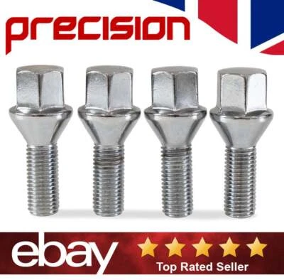 PRECISION 4 x Alloy Wheel Bolts For Nissan Qashqai -Silver Chrome - 60 Degree - 12mm x 1.5