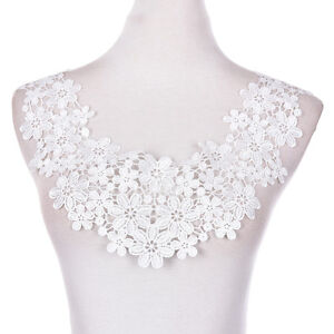 Floral Lace Embroidered Neckline Neck Collar Trim Clothes Sewing Applique Patch