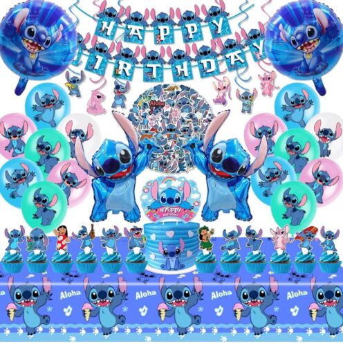 103 Pcs Lilo and Stitch Party Supplies Birthday Decorations Set Include Banner