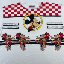 vtg 80s WALT DISNEY MICKEY  MINNIE MOUSE PUFFY PRINT T-Shirt SMALL cartoon