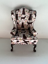 Dollhouse Miniatures Artisan OOAK Chocolate Labrador Wing Chair