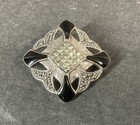 925 Jewelry Brooch Silver Onyx Marcasite Pin