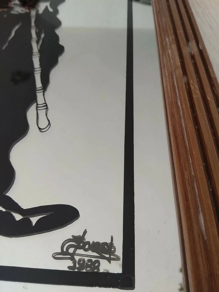 VINTAGE CHARLIE CHAPLIN MOVIE STAR FRAMED PAINTING ADVERTISING SIGNED MIRROR - Image 3 of 4