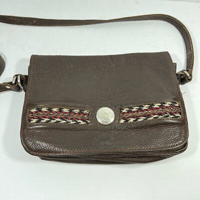 Force Ten West Western Southwest Crossbody Bag Brown Leather Organizer  Purse