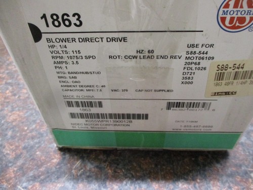 NEW Emerson 1863 Direct Drive Blower level 3 1/4 Hp 115 Volt 1075 Rpm 3 Speed - Picture 4 of 4