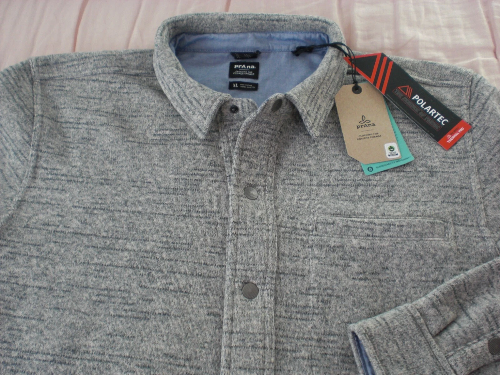 prAna Tri Thermal Threads Polartec Overshirt Jacket Shacket, NWT - Mens XL, Grey
Opens in a new wind