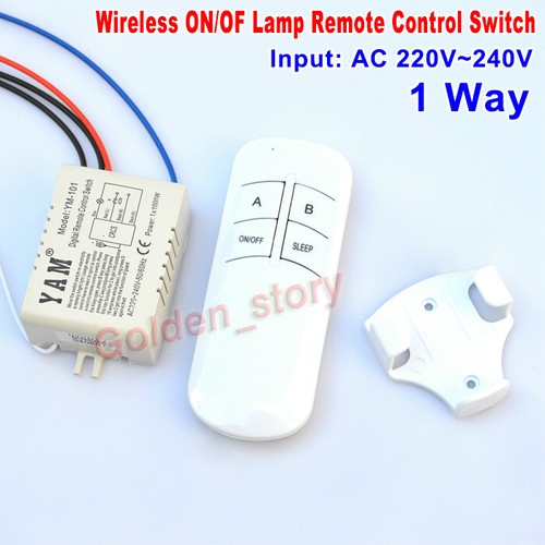 AC220V 230V 1 Way Wireless ON/OF Lamp Remote Control Switch Receiver Transmitter - Afbeelding 1 van 5