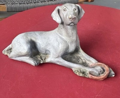 VINTAGE RON HEVENER ARTIST SIGNED DOG FIGURINE WEIMARANER 1982